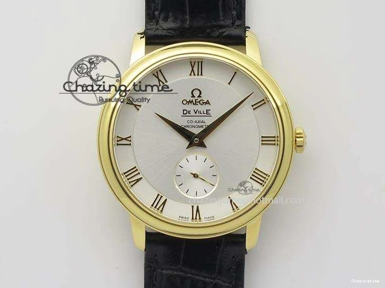 0310 Contemporary De Ville MK 1:1 Best Edition YG White Dial On Black Leather Asian Seagull T1701 (Sec@6) 8233